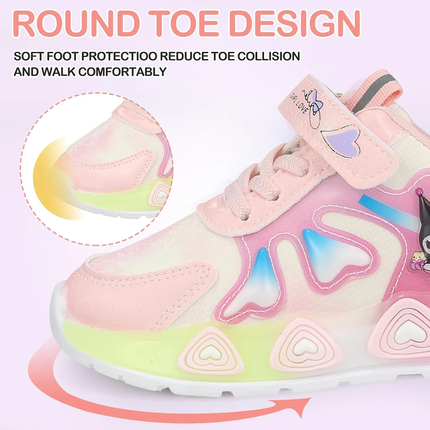 Kid's Glitter Running Cartoon Sneaker Sparkly Glowing Shiny Bling Princess Shoes School Athletic Walking Shoes for Girls