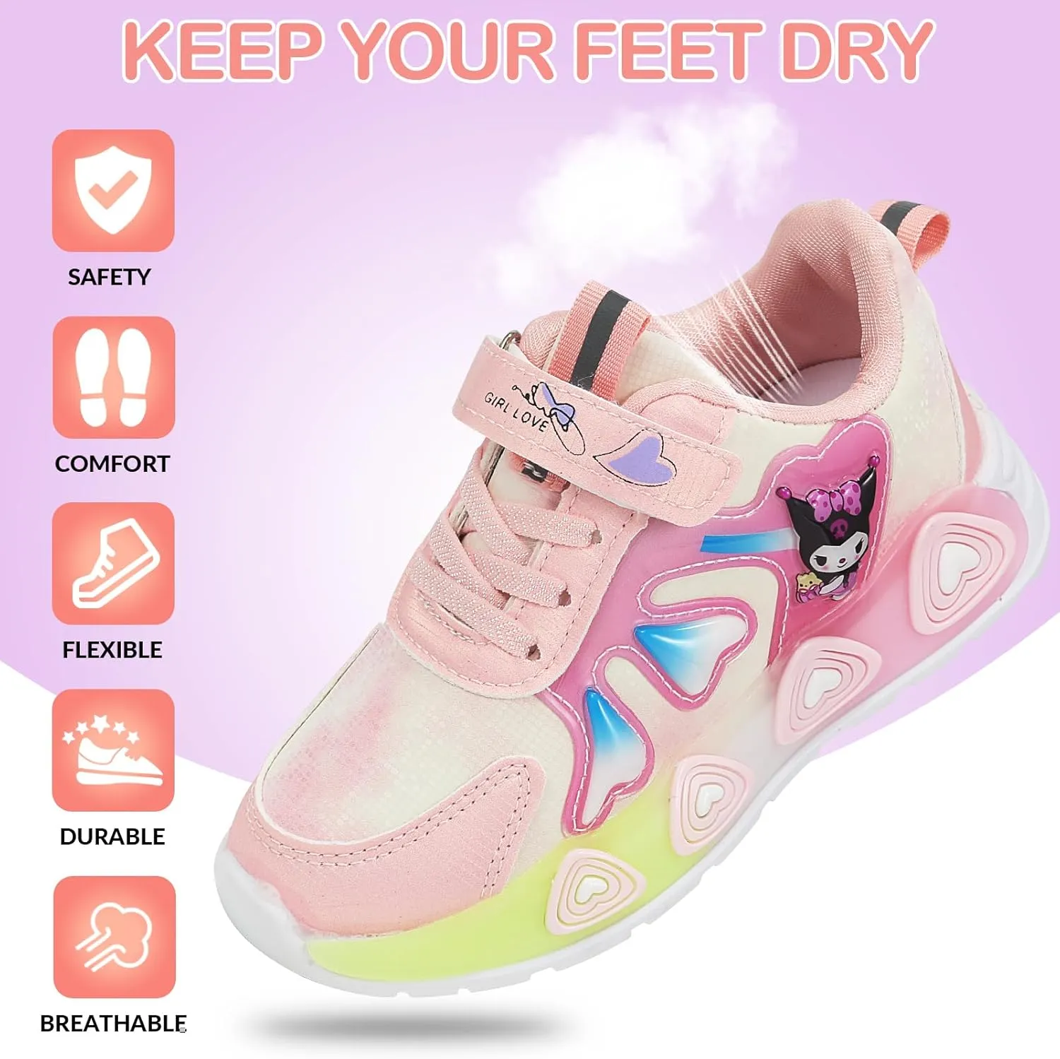 Kid's Glitter Running Cartoon Sneaker Sparkly Glowing Shiny Bling Princess Shoes School Athletic Walking Shoes for Girls