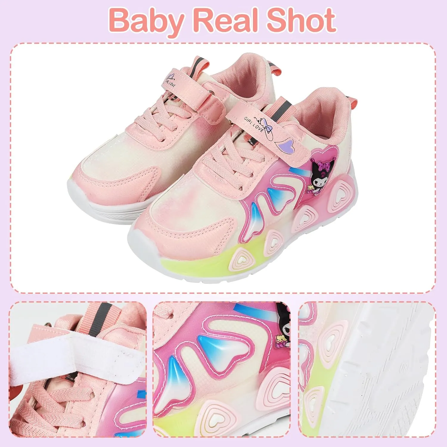 Kid's Glitter Running Cartoon Sneaker Sparkly Glowing Shiny Bling Princess Shoes School Athletic Walking Shoes for Girls