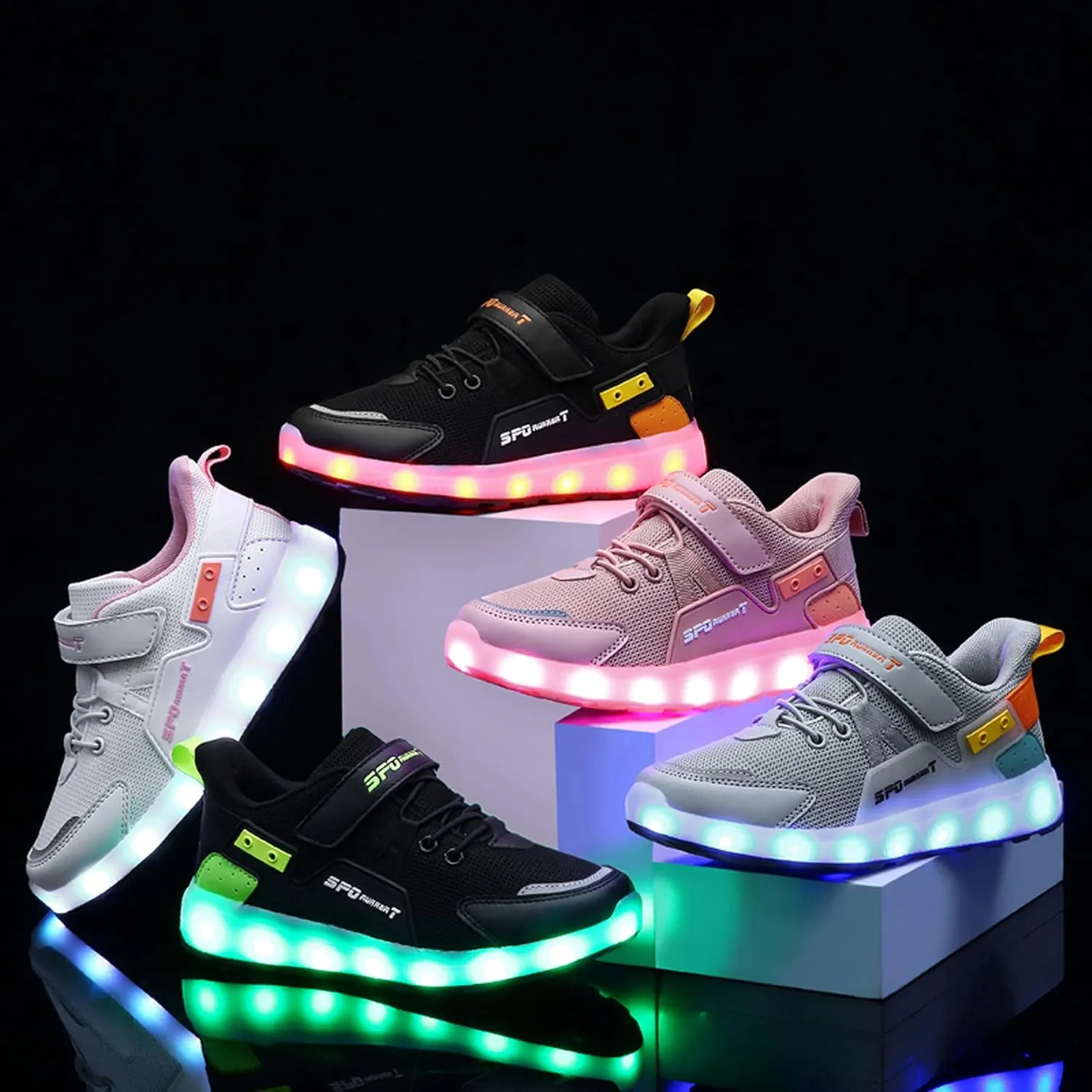 Kids LED Light Up Shoes Shiny Low-Top Sneakers for Boys and Girls Child Unisex