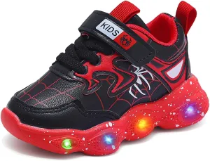 Kids Light Up Shoes Toddler Boys Girls LED Luminous Running Trainers Cartoon Mesh Breathable Sports and Walking Sneaker