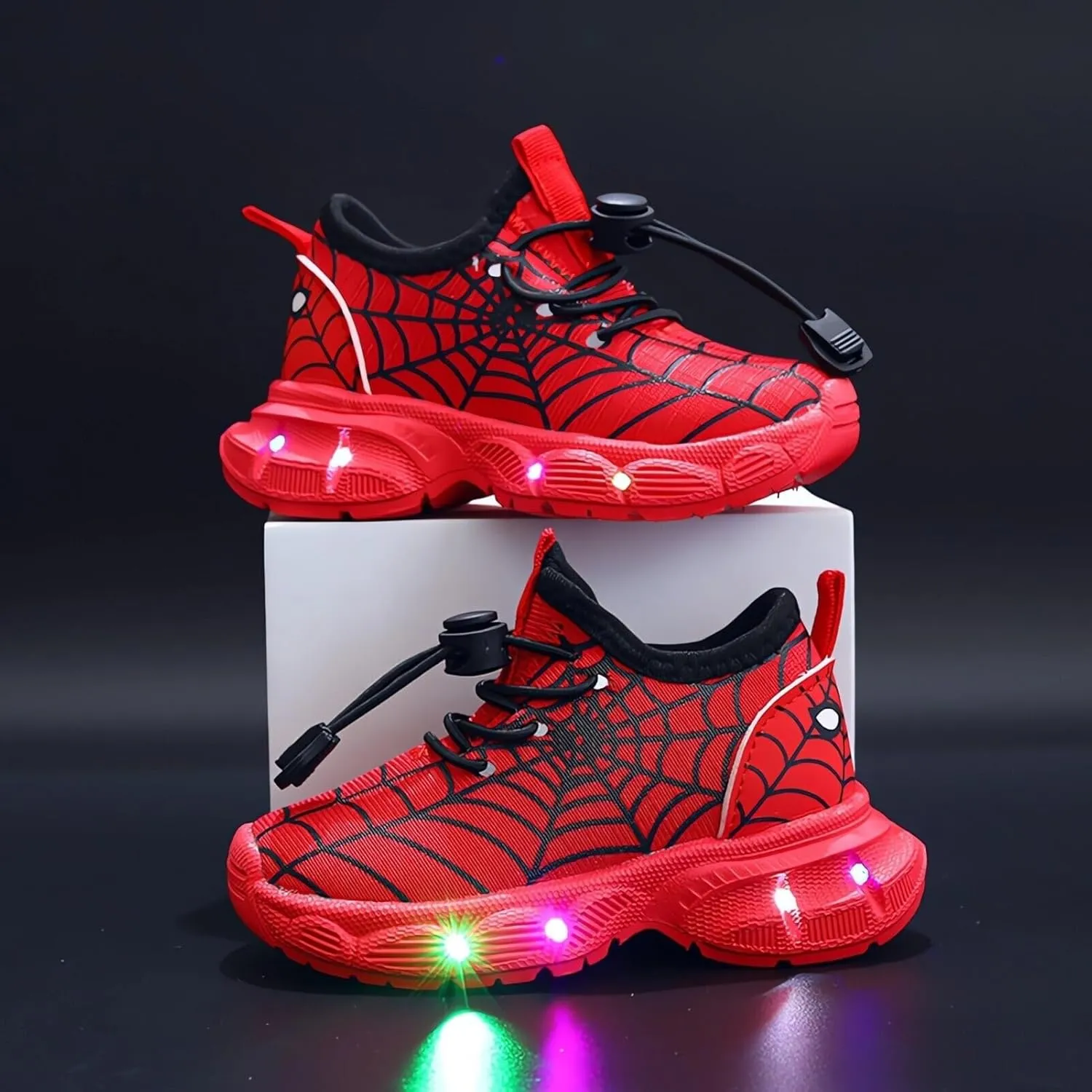Kids Light Up Shoes Toddler Boys Girls LED Luminous Running Trainers Cartoon Mesh Breathable Sports and Walking Sneaker
