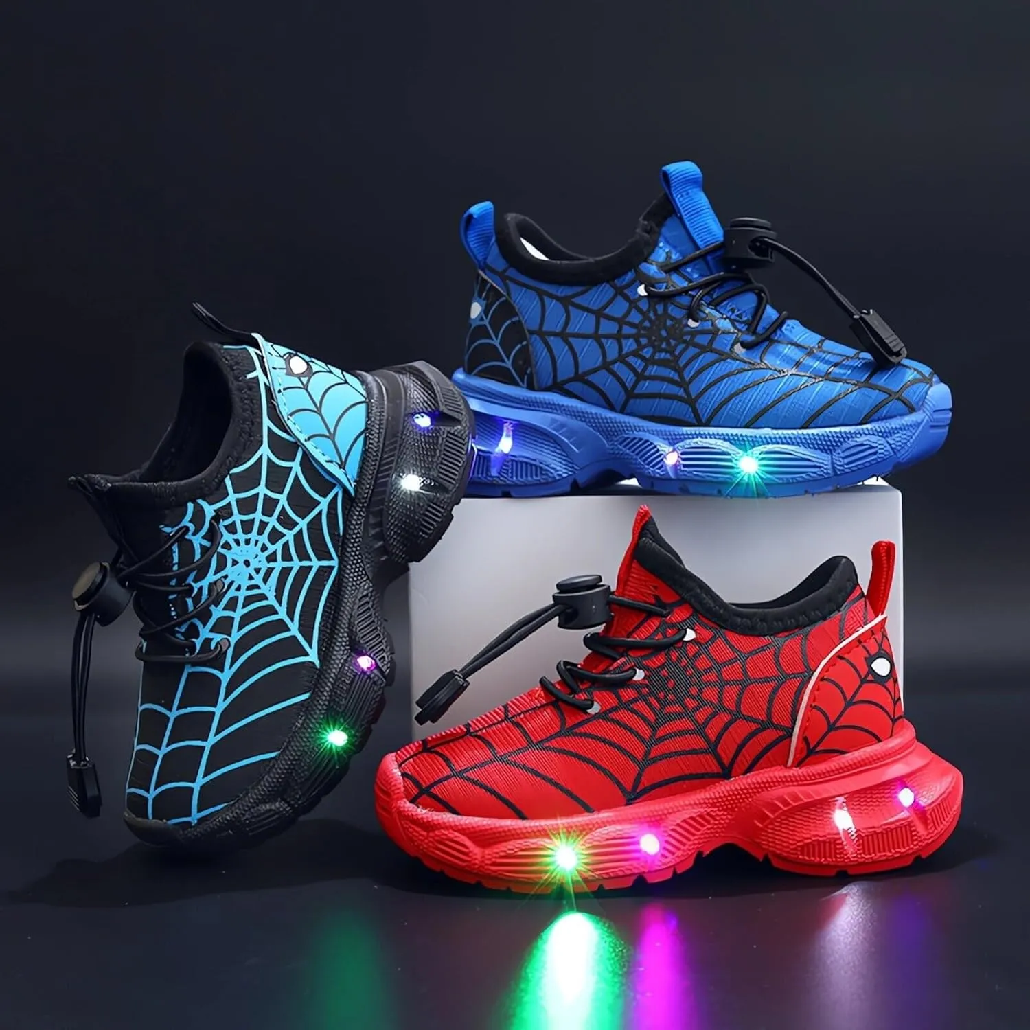 Kids Light Up Shoes Toddler Boys Girls LED Luminous Running Trainers Cartoon Mesh Breathable Sports and Walking Sneaker