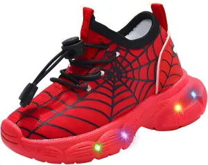 Kids Light Up Shoes Toddler Boys Girls LED Luminous Running Trainers Cartoon Mesh Breathable Sports and Walking Sneaker