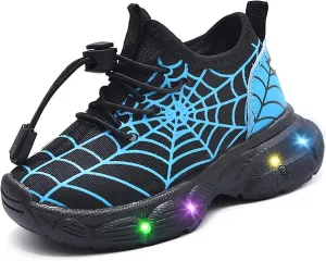 Kids Light Up Shoes Toddler Boys Girls LED Luminous Running Trainers Cartoon Mesh Breathable Sports and Walking Sneaker