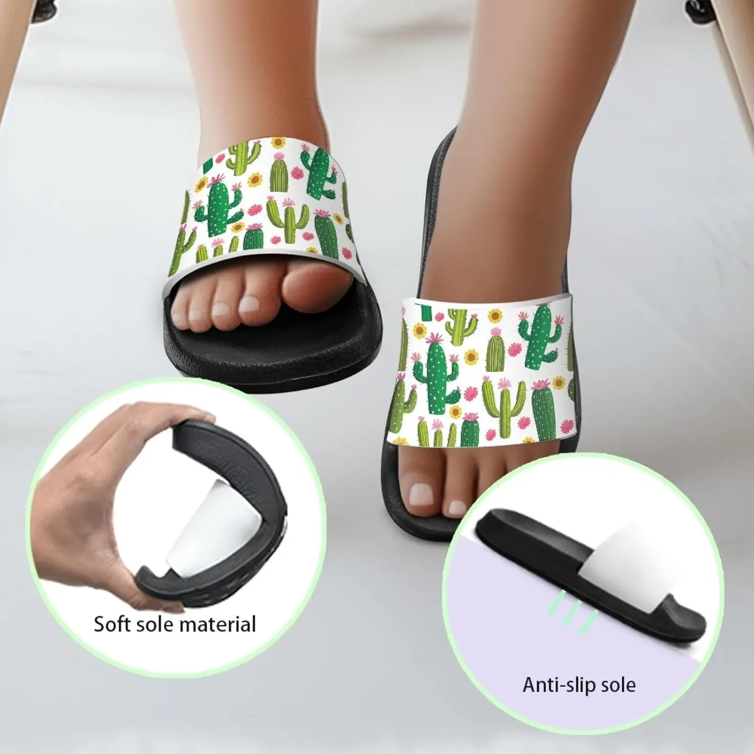 Kids Lightweight Soft EVA Non-Slip Slides Open Toe Comfy Sandals for Boys Girls Bathroom Shower Summer Pool Beach Slippers for Little & Big Kids Size 11-3