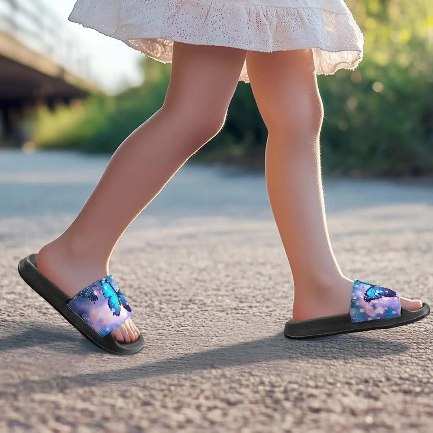 Kids Lightweight Soft EVA Non-Slip Slides Open Toe Comfy Sandals for Boys Girls Children Bathroom Shower Summer Pool Beach Slippers
