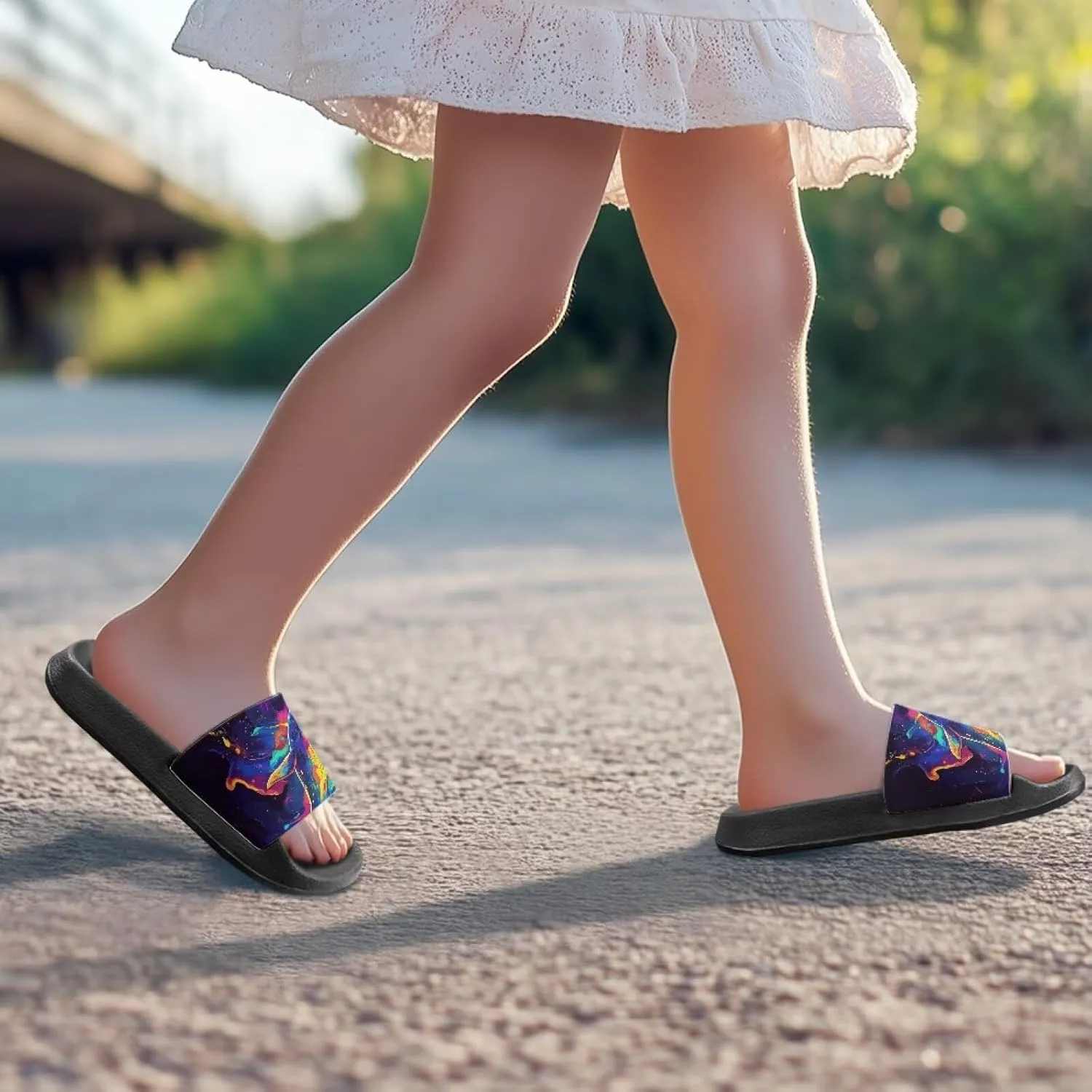 Kids Lightweight Soft EVA Non-Slip Slides Open Toe Comfy Sandals for Boys Girls Children Bathroom Shower Summer Pool Beach Slippers