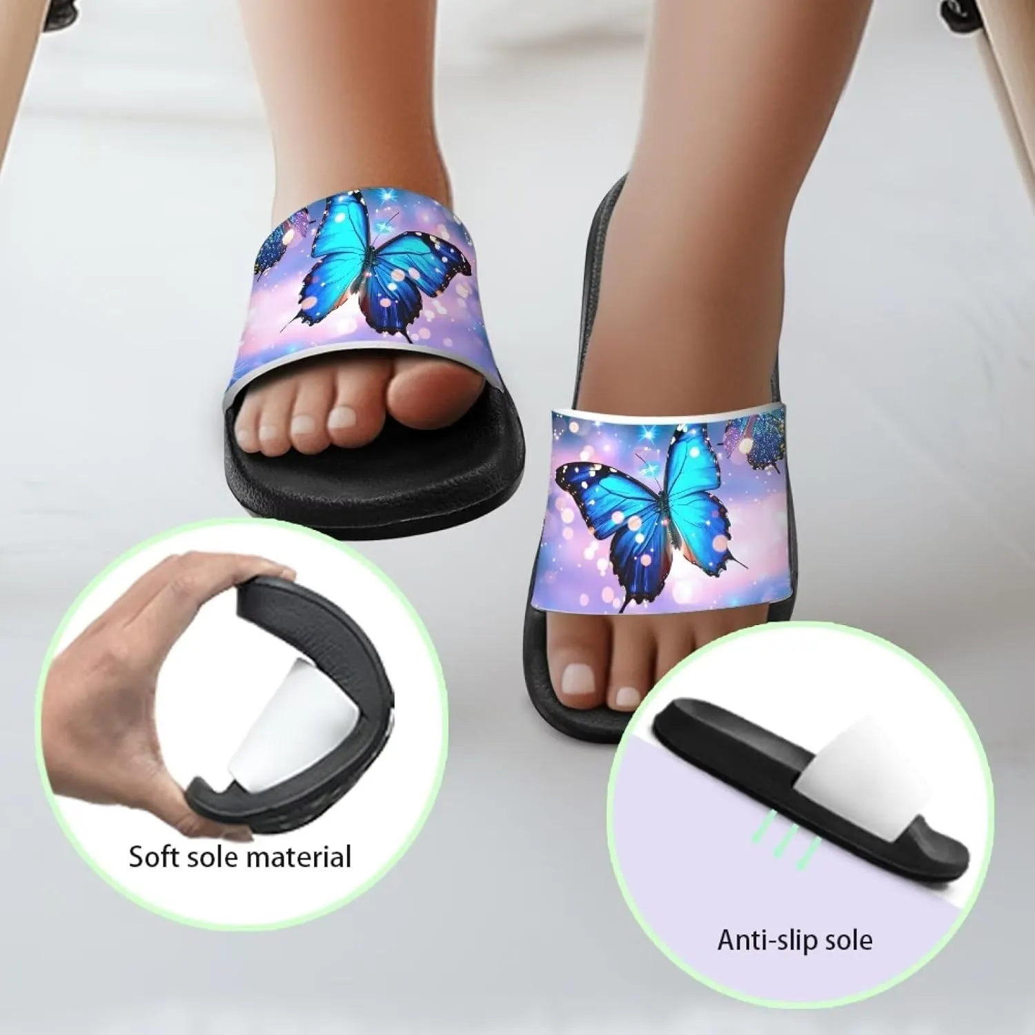 Kids Lightweight Soft EVA Non-Slip Slides Open Toe Comfy Sandals for Boys Girls Children Bathroom Shower Summer Pool Beach Slippers