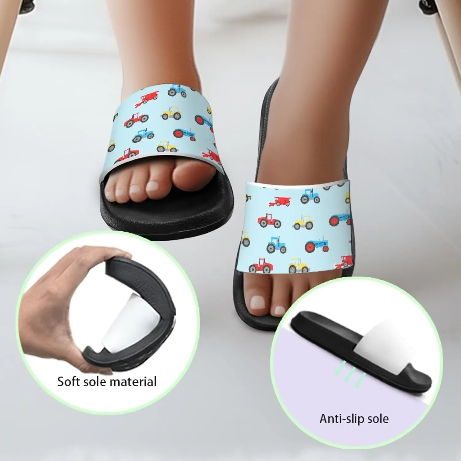Kids Lightweight Soft EVA Non-Slip Slides Open Toe Comfy Sandals for Boys Girls Children Bathroom Shower Summer Pool Beach Slippers