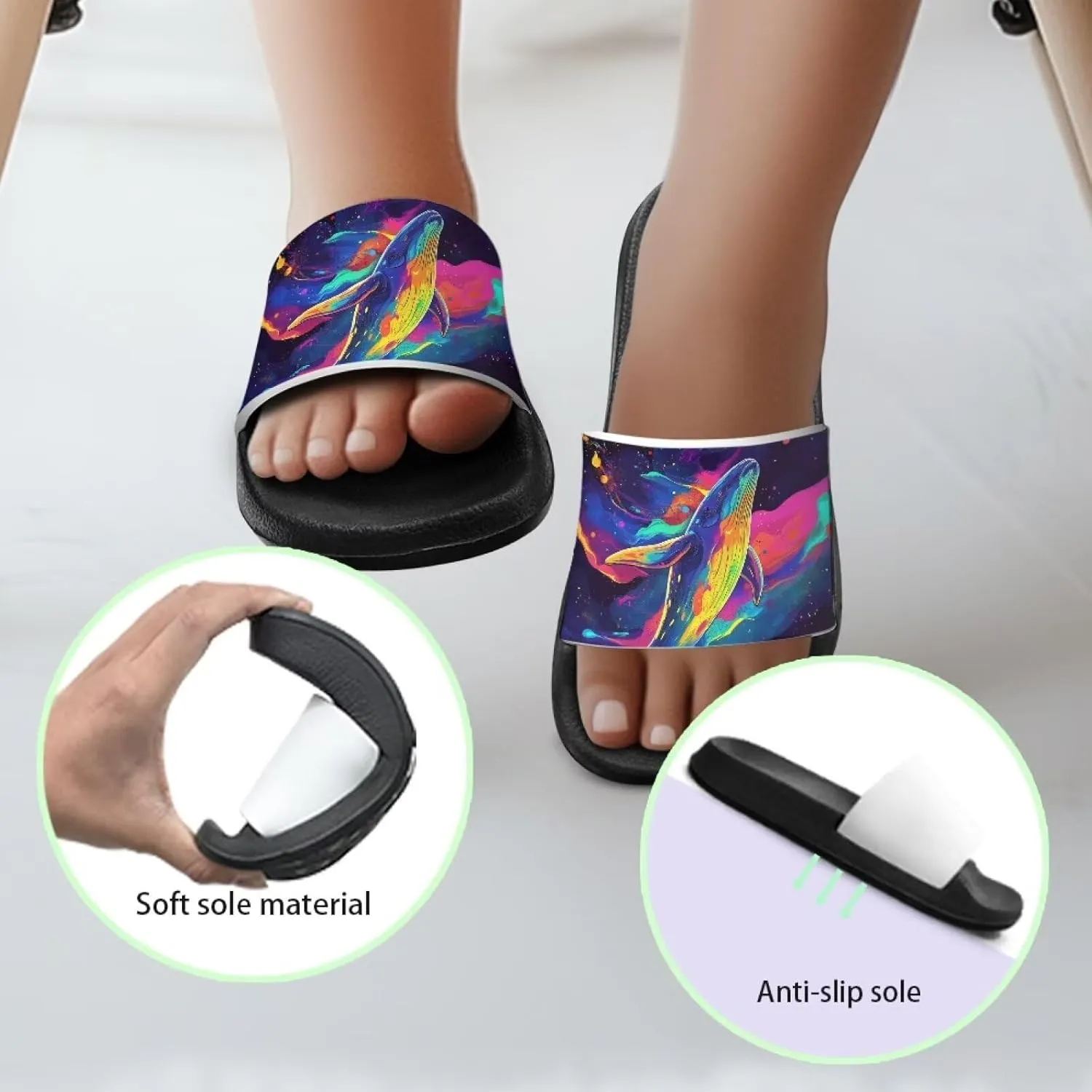 Kids Lightweight Soft EVA Non-Slip Slides Open Toe Comfy Sandals for Boys Girls Children Bathroom Shower Summer Pool Beach Slippers