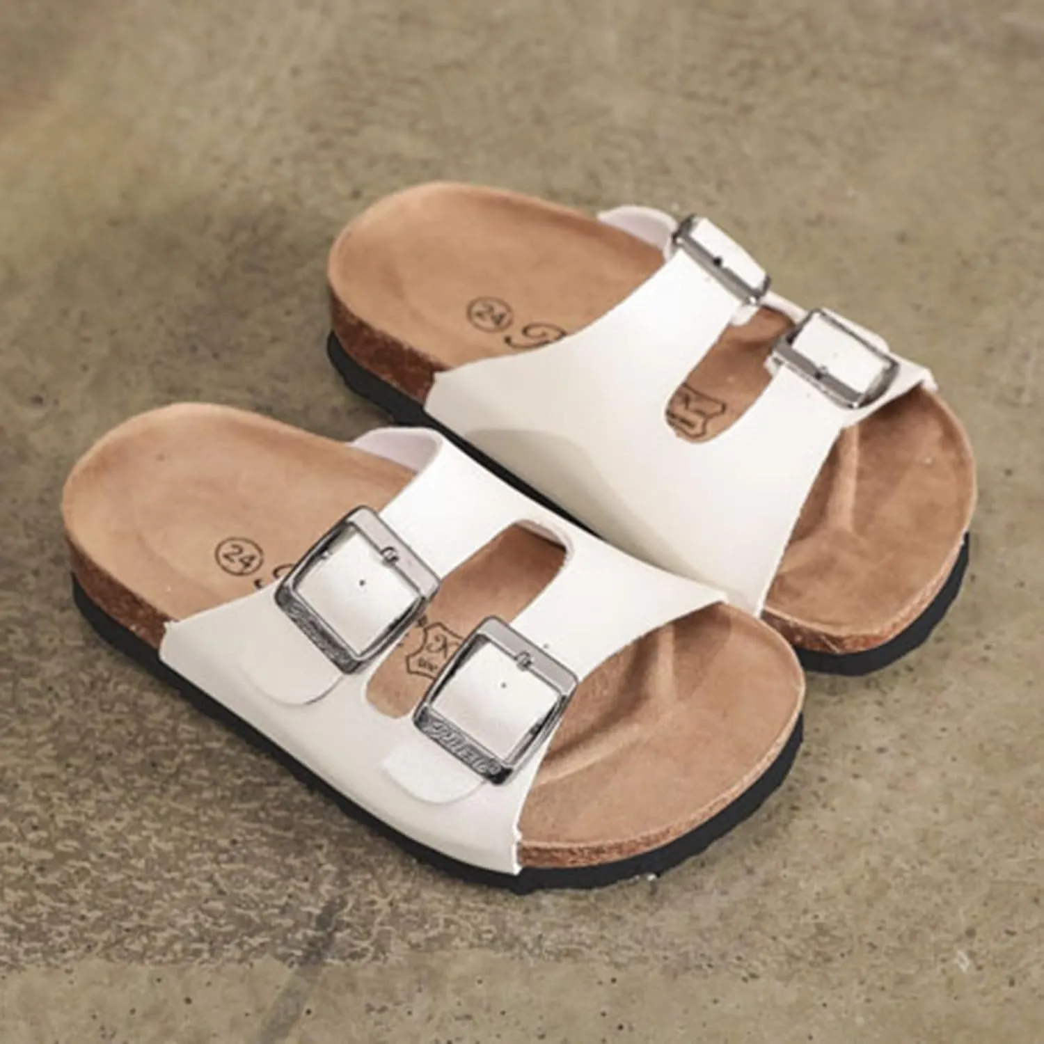 Kids Sandals Boys Girls Slide Summer Non-slip Cork Sandals Toddler Casual Summer Beach Slippers with Adjustable Strap