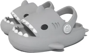 Kids Shark Slides Non-Slip Open Toe Toddler Baby Shark Sandals for Boys Girls Cute Cartoon Cloud Slippers for Beach Pool Summer Outdoor Indoor Grey 7.5-8 Toddler