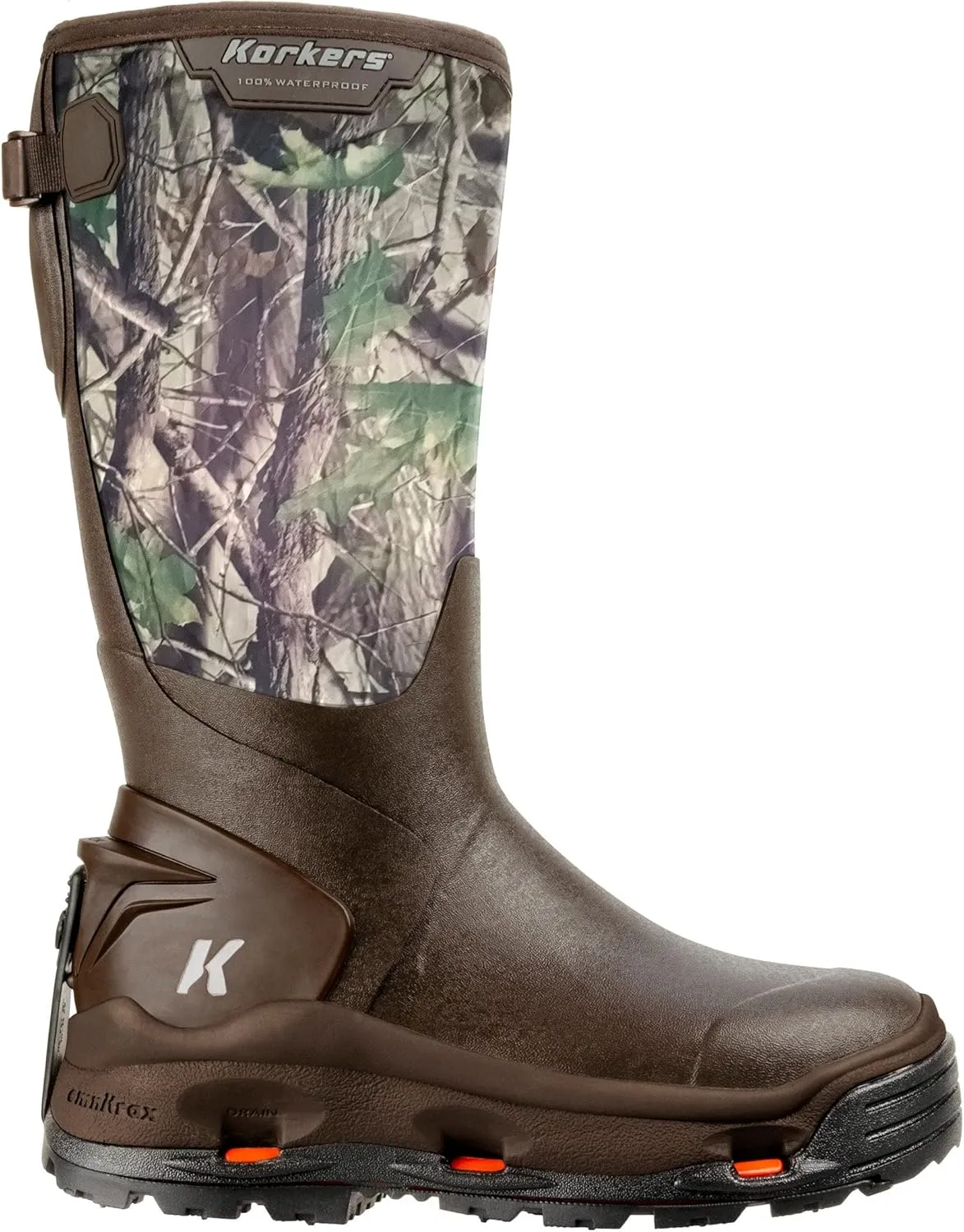 Korkers Men's Neo Storm Rubber Boots - Inuslated and Waterproof Multi-Season Mud Boots - Includes Interchangeable Ninety Degree Sole