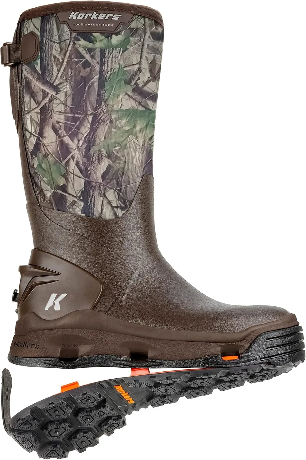 Korkers Men's Neo Storm Rubber Boots - Inuslated and Waterproof Multi-Season Mud Boots - Includes Interchangeable Ninety Degree Sole
