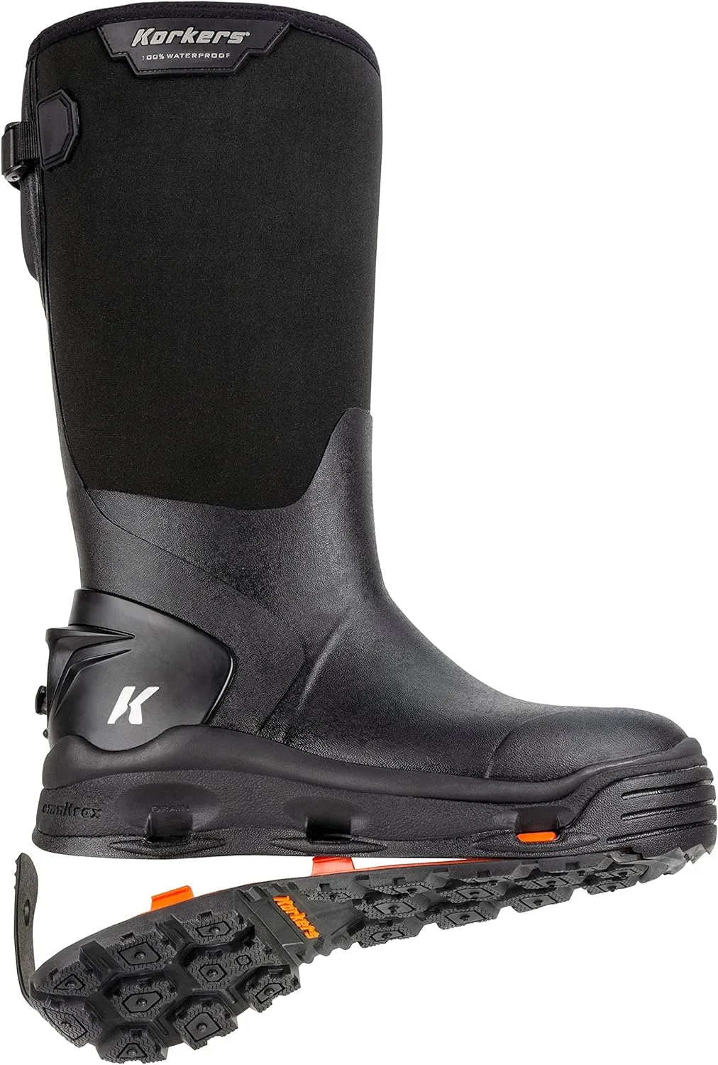 Korkers Men's Neo Storm Rubber Boots - Inuslated and Waterproof Multi-Season Mud Boots - Includes Interchangeable Ninety Degree Sole