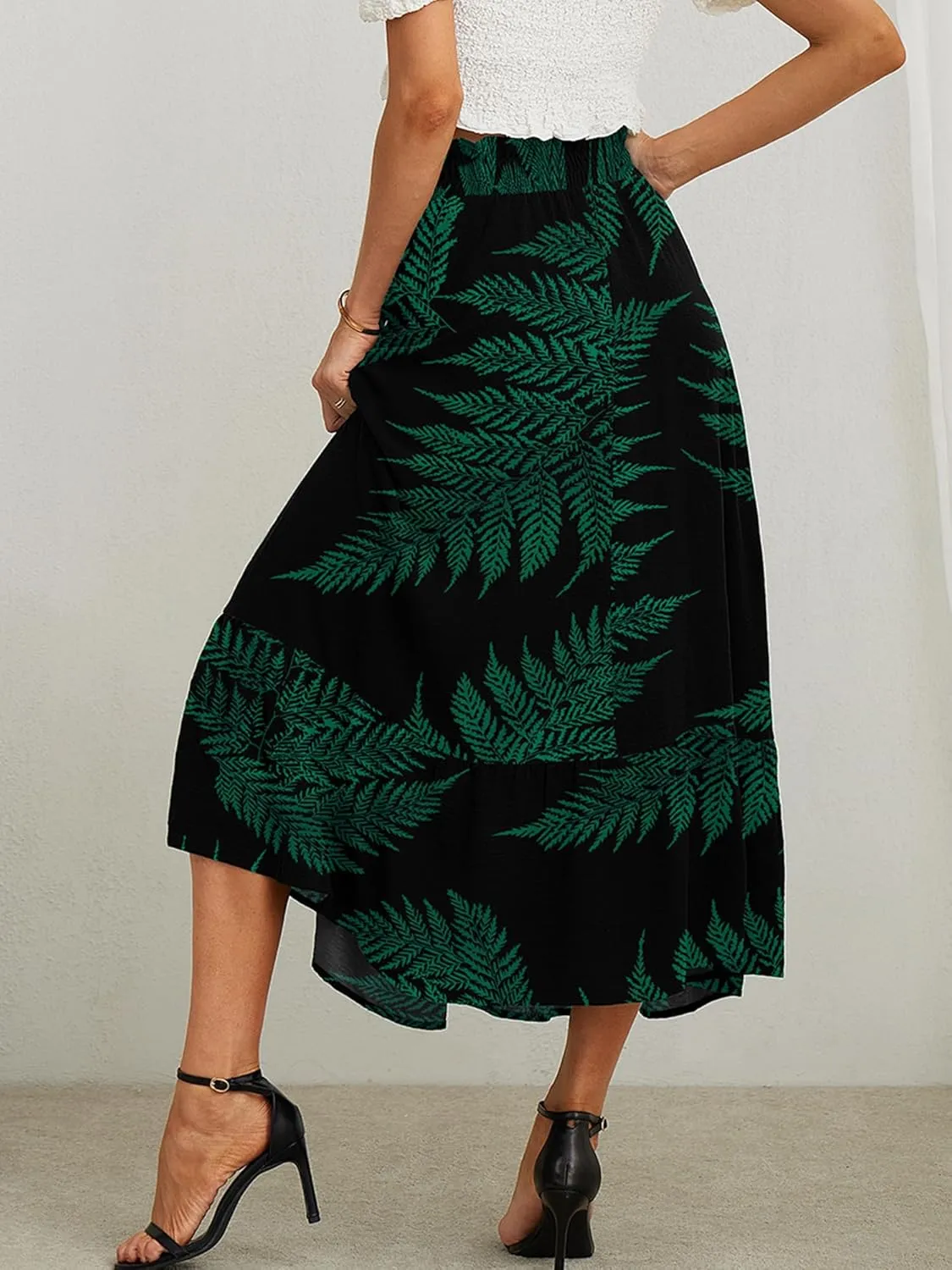 KORSIS Women's Maxi Skirt Casual A Line High Waisted Tied Adjustable Flowy Elegant Vocation Beach Long Skirt with Pocket