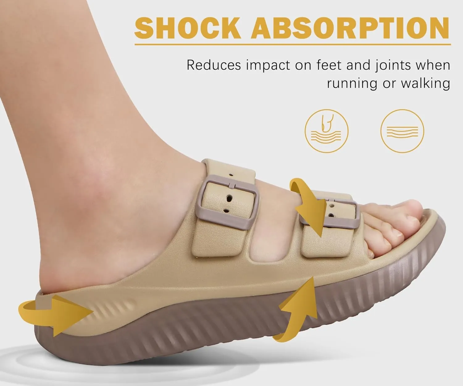 KuaiLu Womens Recovery Sandals With Comfortable Plantar Fasciitis Arch Support, Orthotic Adjustable Thick Cushion Sport Slides Reduces Stress on Feet, Joints & Back Post-Exercise