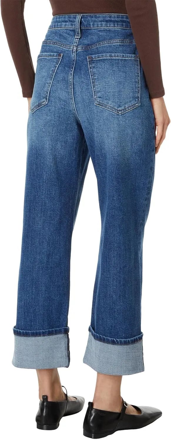 KUT from the Kloth Women's Petite Sienna High-Rise Wide Leg-roll Up 5" in Alert