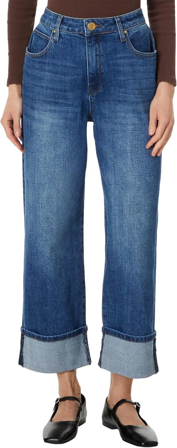 KUT from the Kloth Women's Petite Sienna High-Rise Wide Leg-roll Up 5" in Alert