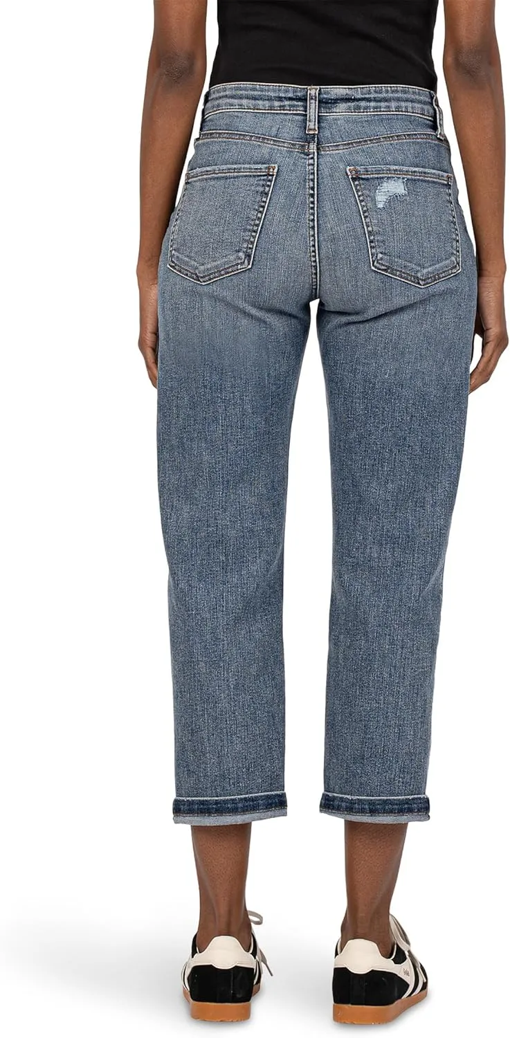 KUT from the Kloth Women's Sienna Baggy Boyfriend Crop Roll-up Reg Hem in Passion