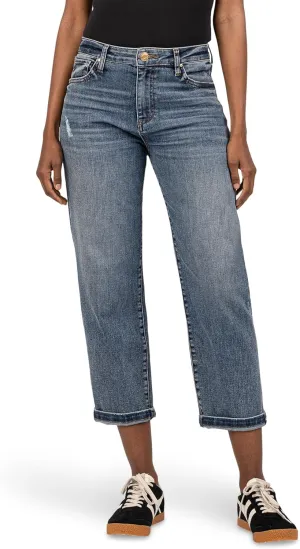 KUT from the Kloth Women's Sienna Baggy Boyfriend Crop Roll-up Reg Hem in Passion