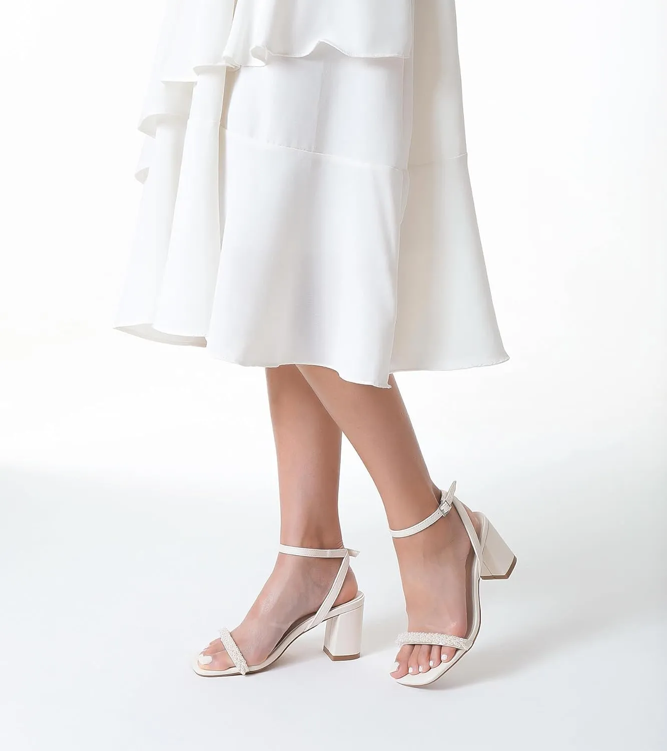 LACUONE Strappy Heels for women Block Chunky Heels Ankle Buckle Square Toe Heeled Sandals