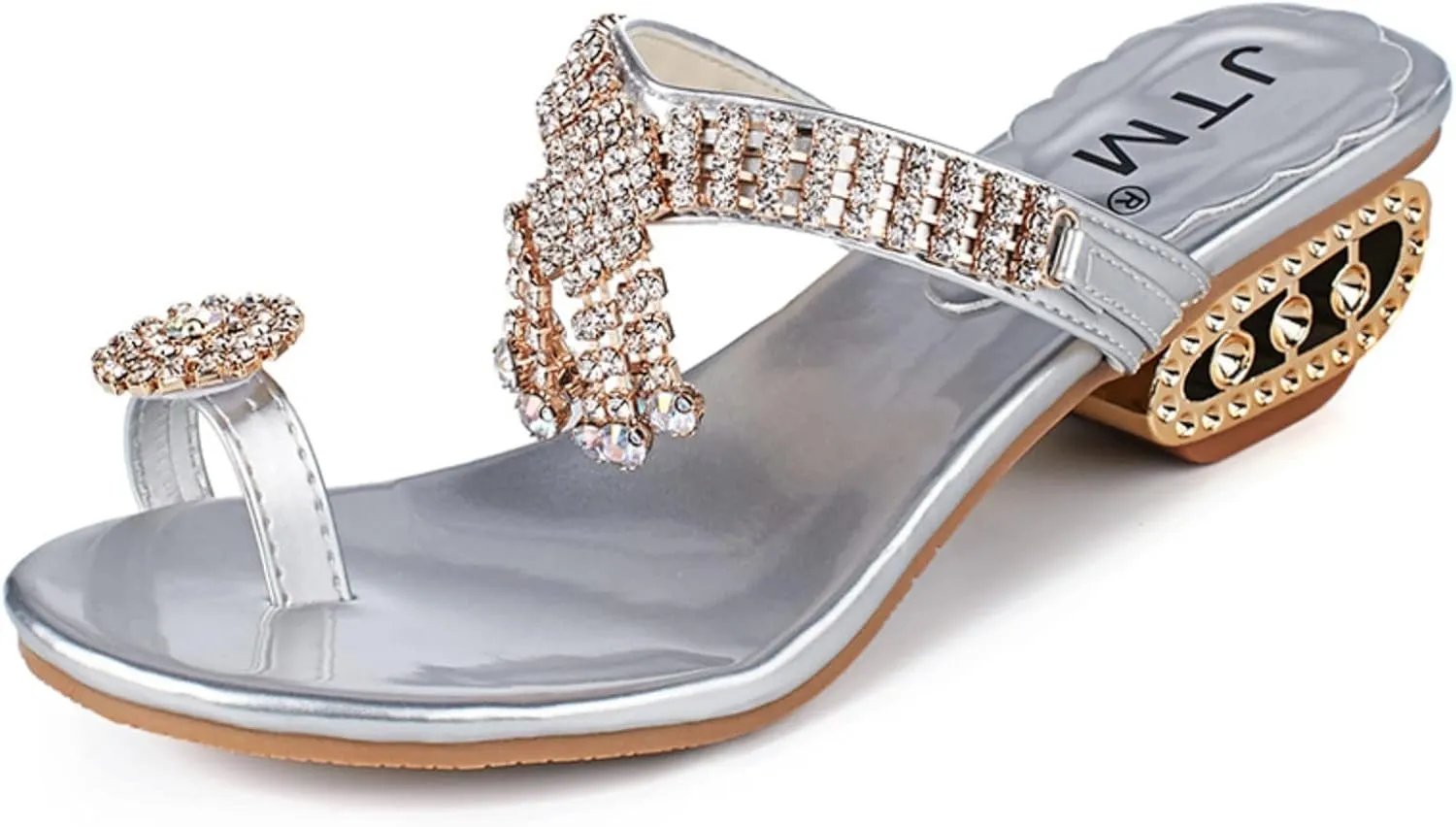 Ladies Diamond Fashion Low Heel Thong Sandals,Summer Sparkling Diamond Block Heel Beach Sandals,Arch Support Sandals.