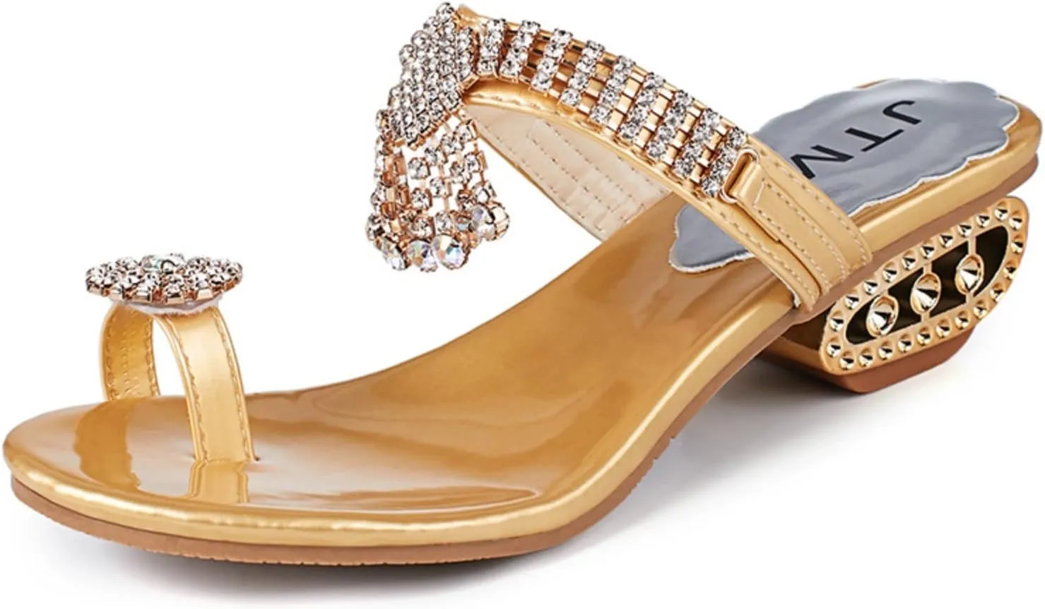 Ladies Diamond Fashion Low Heel Thong Sandals,Summer Sparkling Diamond Block Heel Beach Sandals,Arch Support Sandals.