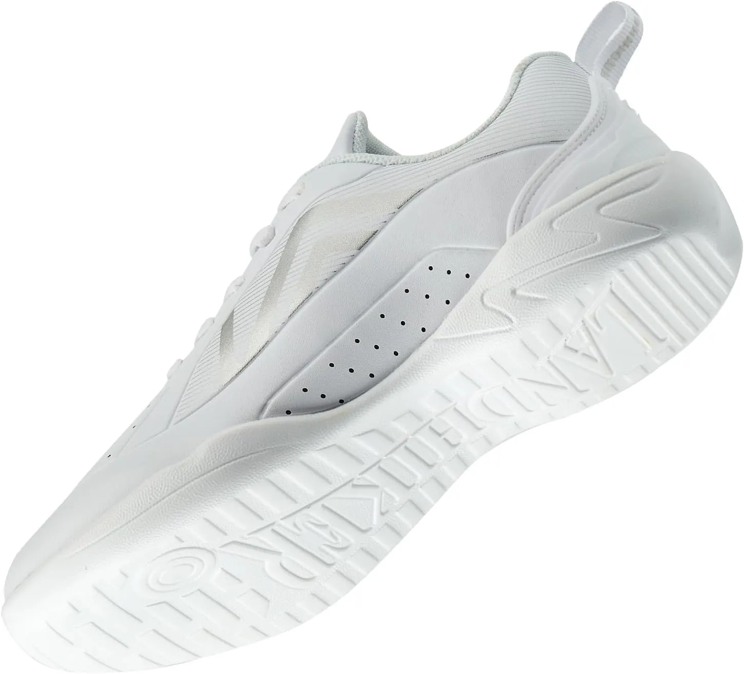 LANDHIKER Womens White Girls Cheer Shoes Cheerleading Shoes Youth Sports Training Athletic Flats Lightweight Breathable Comfortable Fabric Kids Cheer Sneakers Size