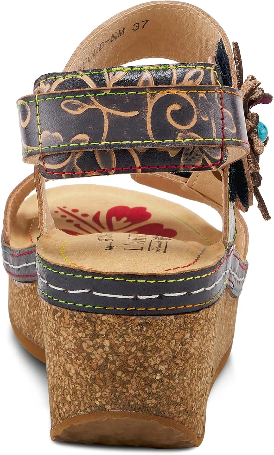 L'Artiste Women's PICKFORD Slingback Sandals – Hand-Painted Leather with Adjustable Straps and Cushioned Insole