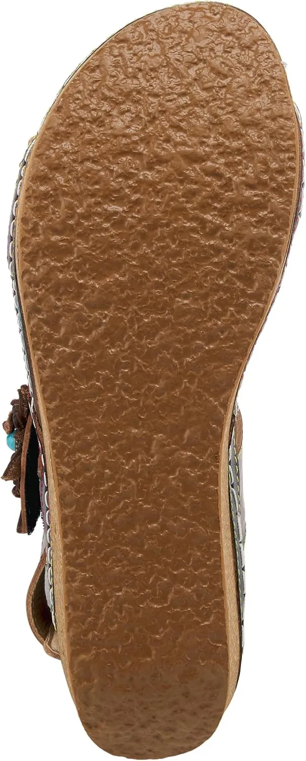 L'Artiste Women's PICKFORD Slingback Sandals – Hand-Painted Leather with Adjustable Straps and Cushioned Insole