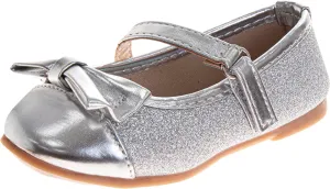Laura Ashley Girl Flats Dress Sandals - Ballet Bow Party Shoes, (Toddler - Little Kid - Big Kid)