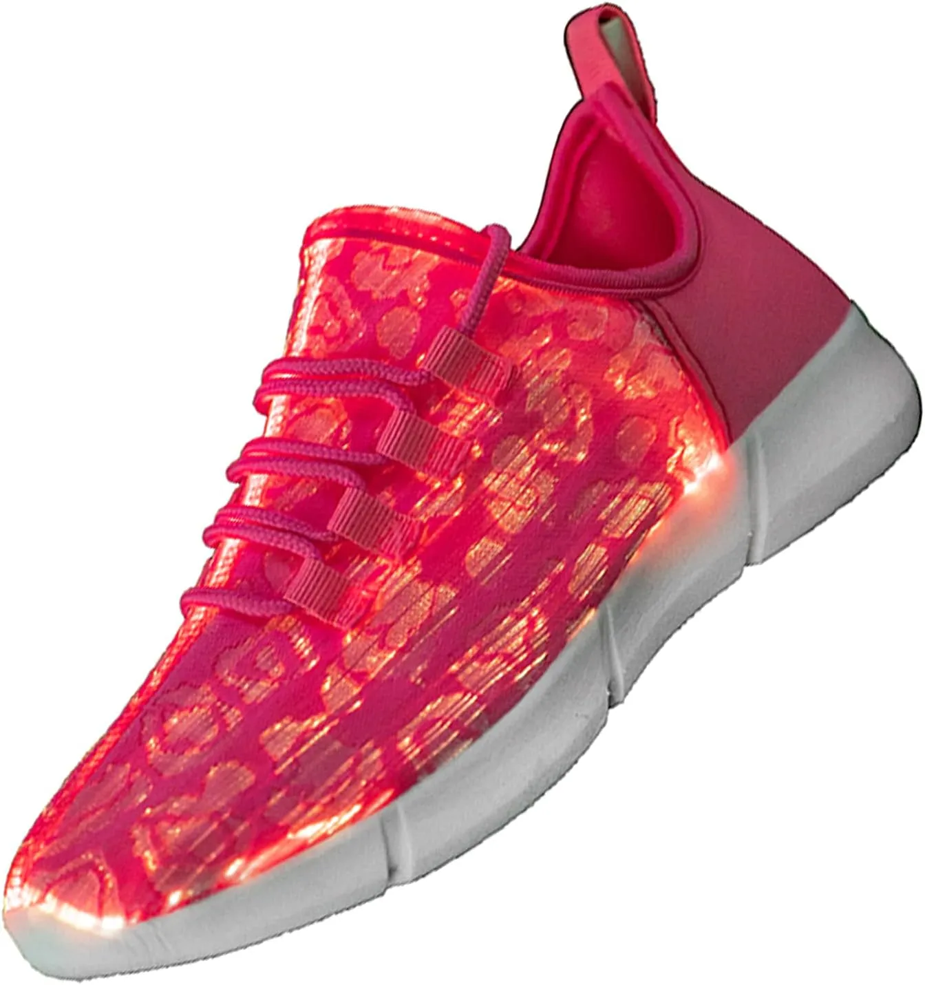 LED Fiber Optic Shoes Light Up Sneakers for Women Men Luminous Trainers Flashing Sneakers for Festivals, Christmas, Halloween, New Year Party with USB Charging, White