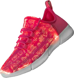 LED Fiber Optic Shoes Light Up Sneakers for Women Men Luminous Trainers Flashing Sneakers for Festivals, Christmas, Halloween, New Year Party with USB Charging, White