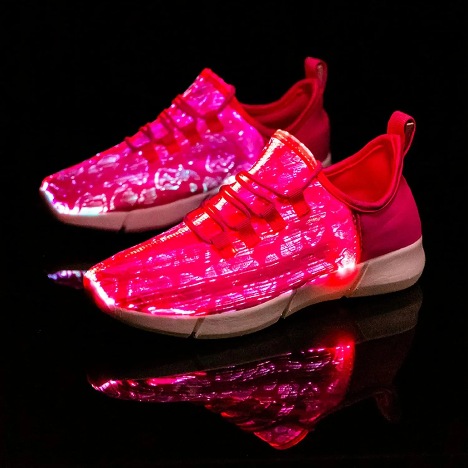 LED Fiber Optic Shoes Light Up Sneakers for Women Men Luminous Trainers Flashing Sneakers for Festivals, Christmas, Halloween, New Year Party with USB Charging, White