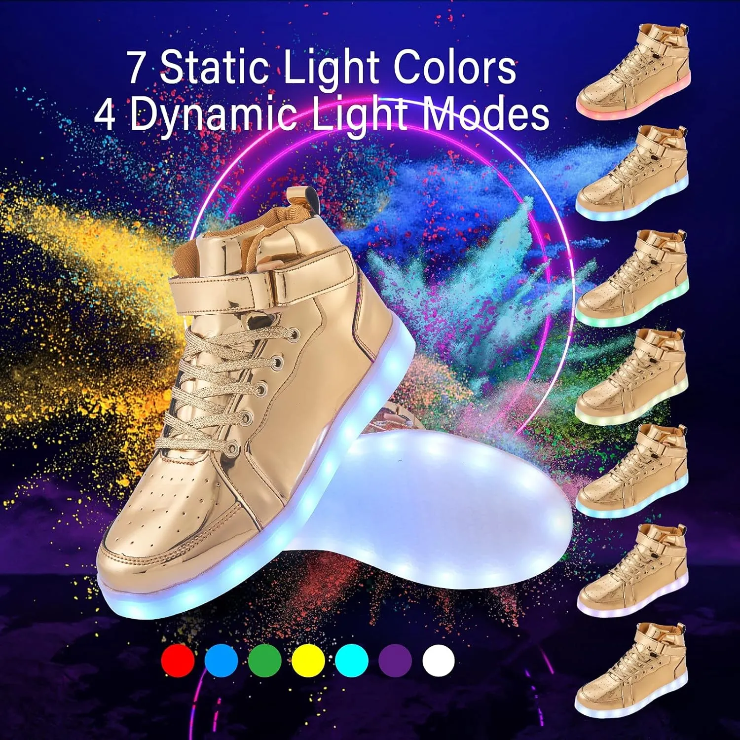 Led Light Up Shoes for Kids High Top Sneakers for Boys Girls Hip-Hop Dancing Shoes for Halloween Christmas Party with USB Charging
