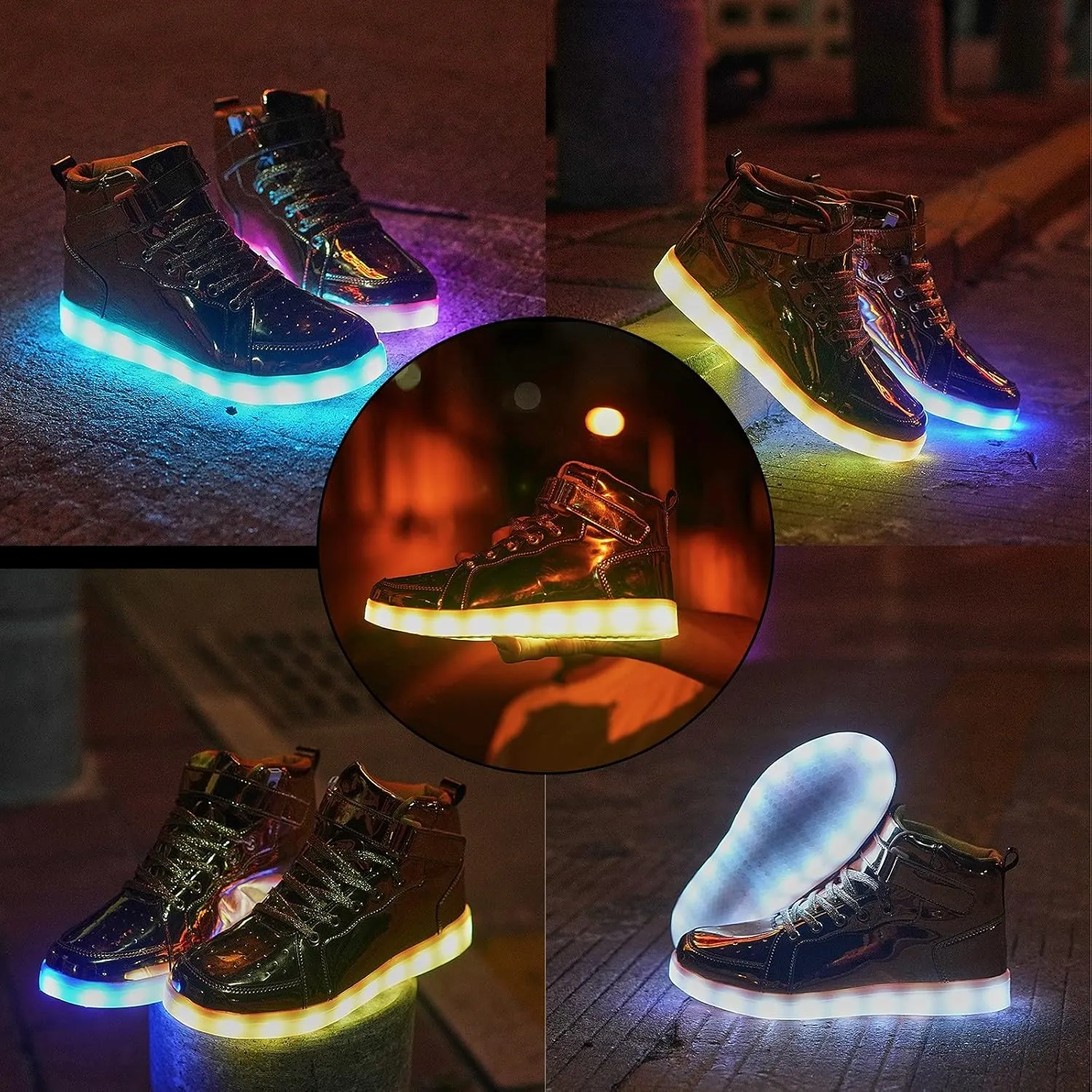 Led Light Up Shoes for Kids High Top Sneakers for Boys Girls Hip-Hop Dancing Shoes for Halloween Christmas Party with USB Charging