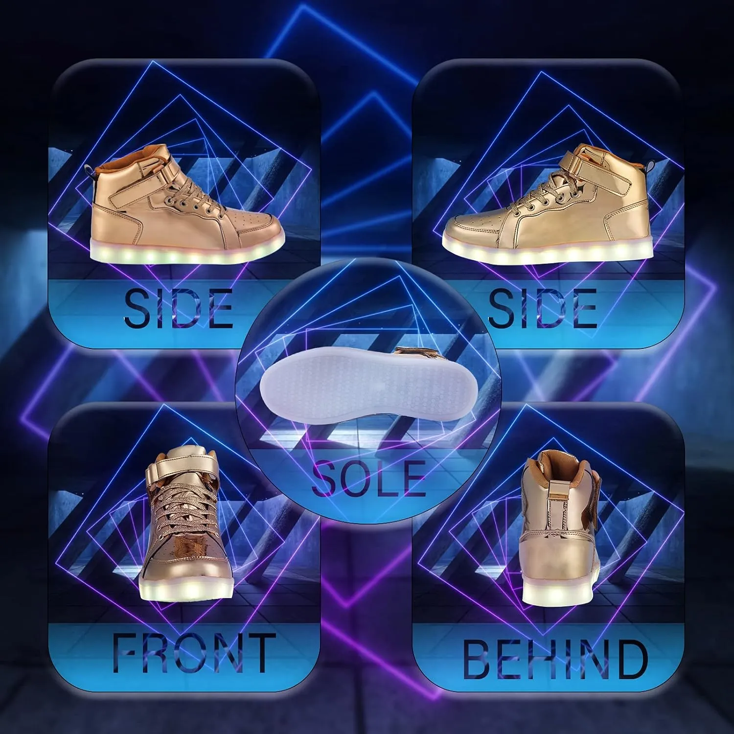 Led Light Up Shoes for Kids High Top Sneakers for Boys Girls Hip-Hop Dancing Shoes for Halloween Christmas Party with USB Charging