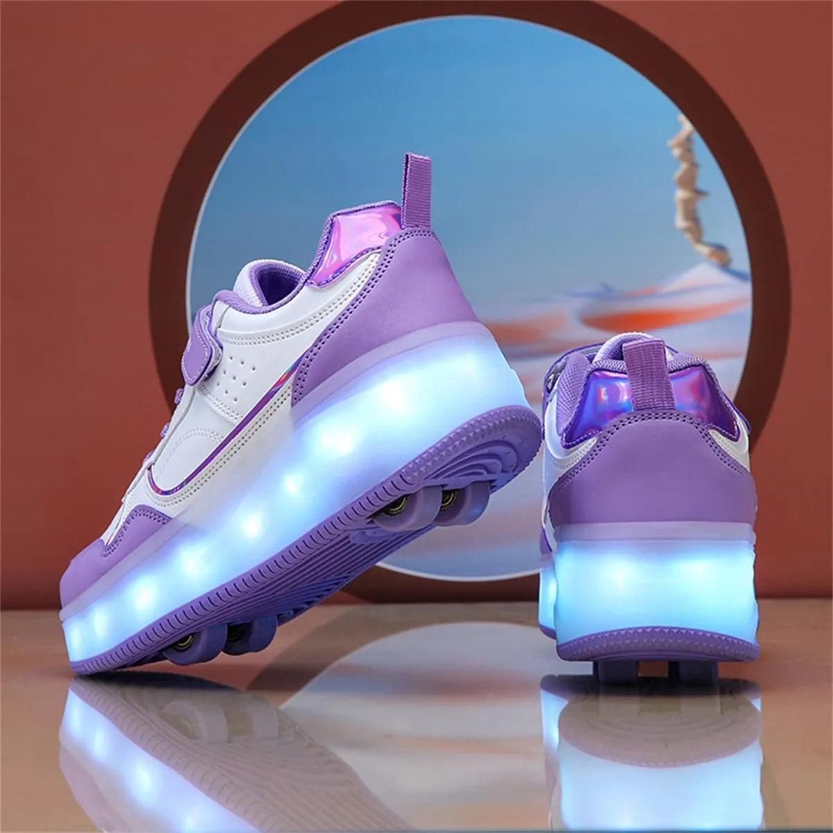 LED Roller Shoes for Kids – USB Rechargeable Light-Up Skating Sneakers with Detachable Wheels, Unisex Trendy Cool Street Roller Skates