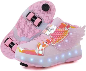 LED Roller Skate Shoes for Kids - Boys Girls Light Up Sneakers with Wheels Indoor/Outdoor Sliding Play