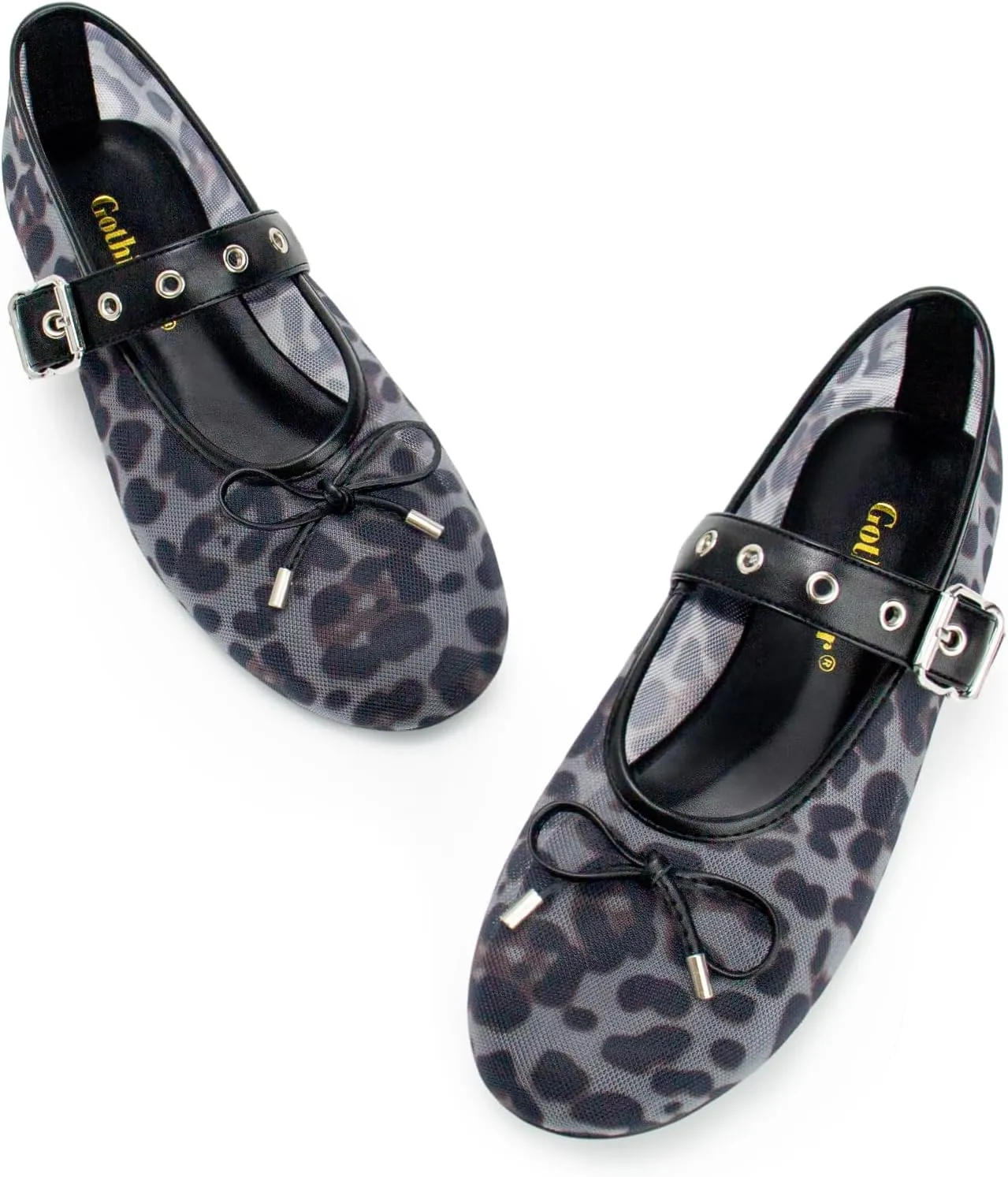 Leopard Flats for Women Mesh Flats Ballet Flats Mary Jane Flats Women's Dress Shoes Ballet Shoes
