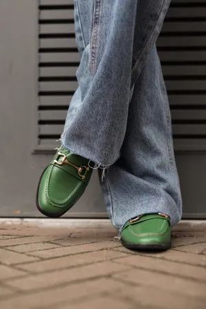 Loafers dames met gesp groen - Layla