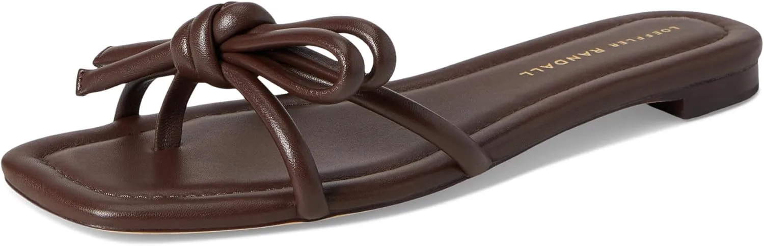 Loeffler Randall Women's Hadley Leather Bow Flat Sandals