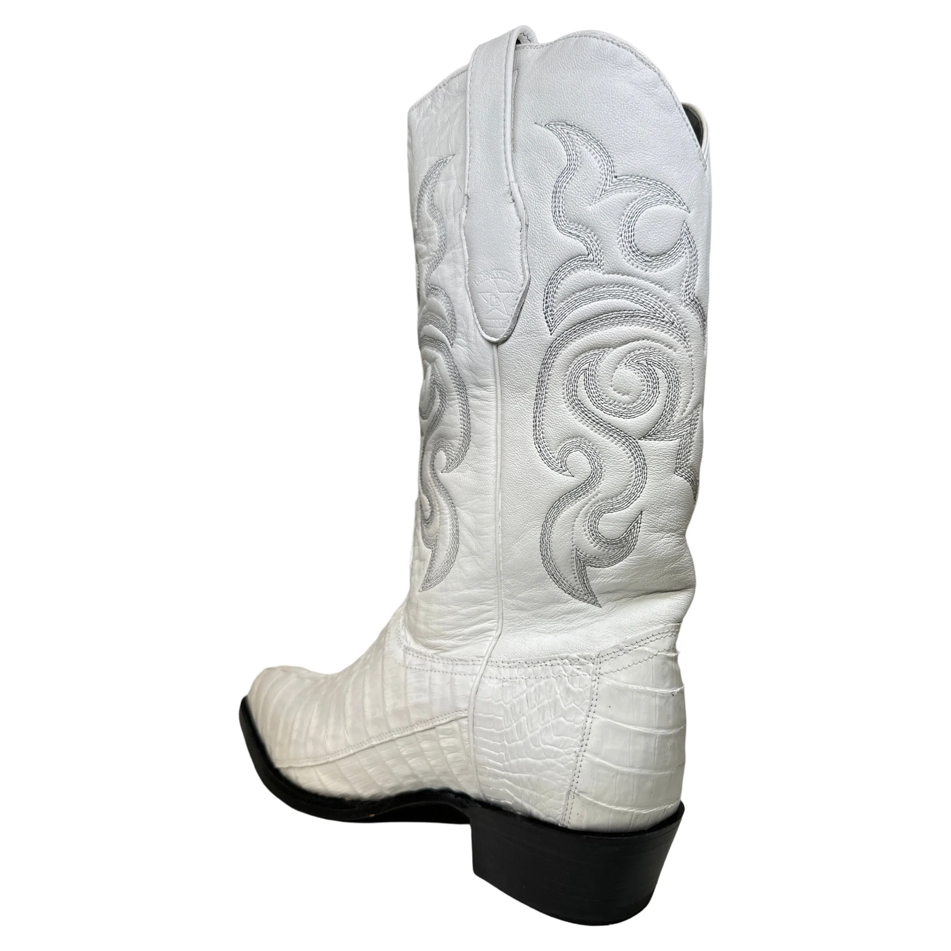 Los Altos White Caiman Tail Pointed Toe Cowboy Boots