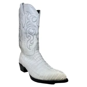 Los Altos White Caiman Tail Pointed Toe Cowboy Boots