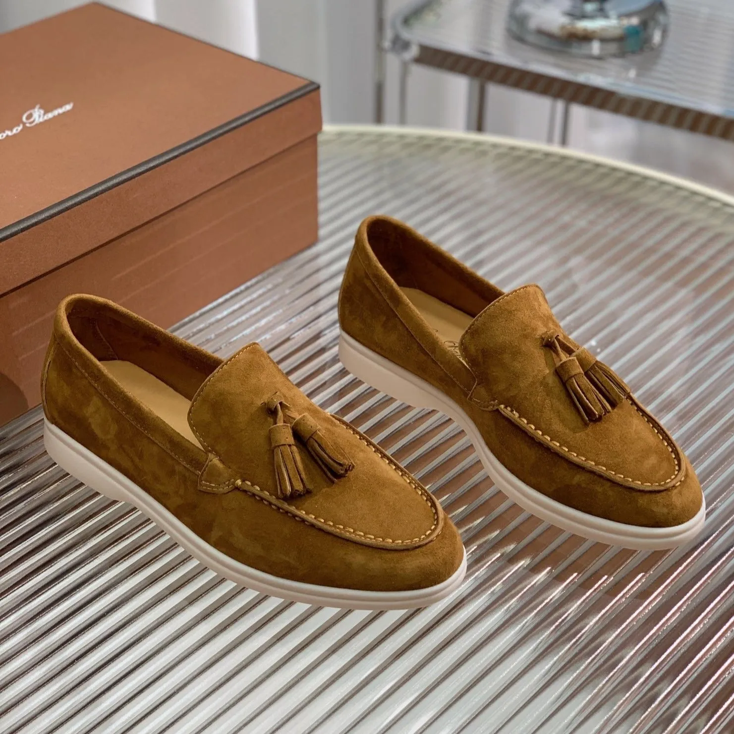 lp dot sole walk loafer brown suede