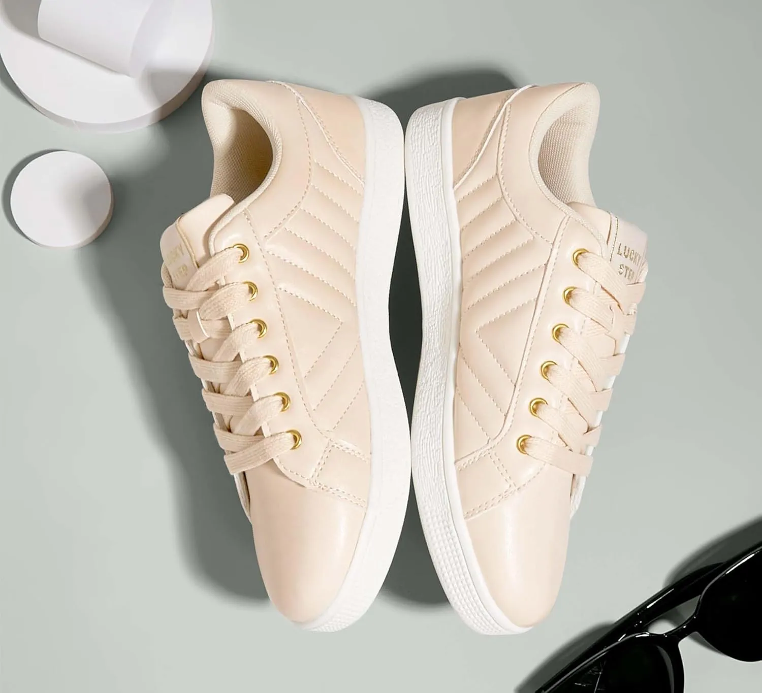 LUCKY STEP Glitter Sneakers Lace up | Fashion Sneakers | Sparkly Shoes for Women