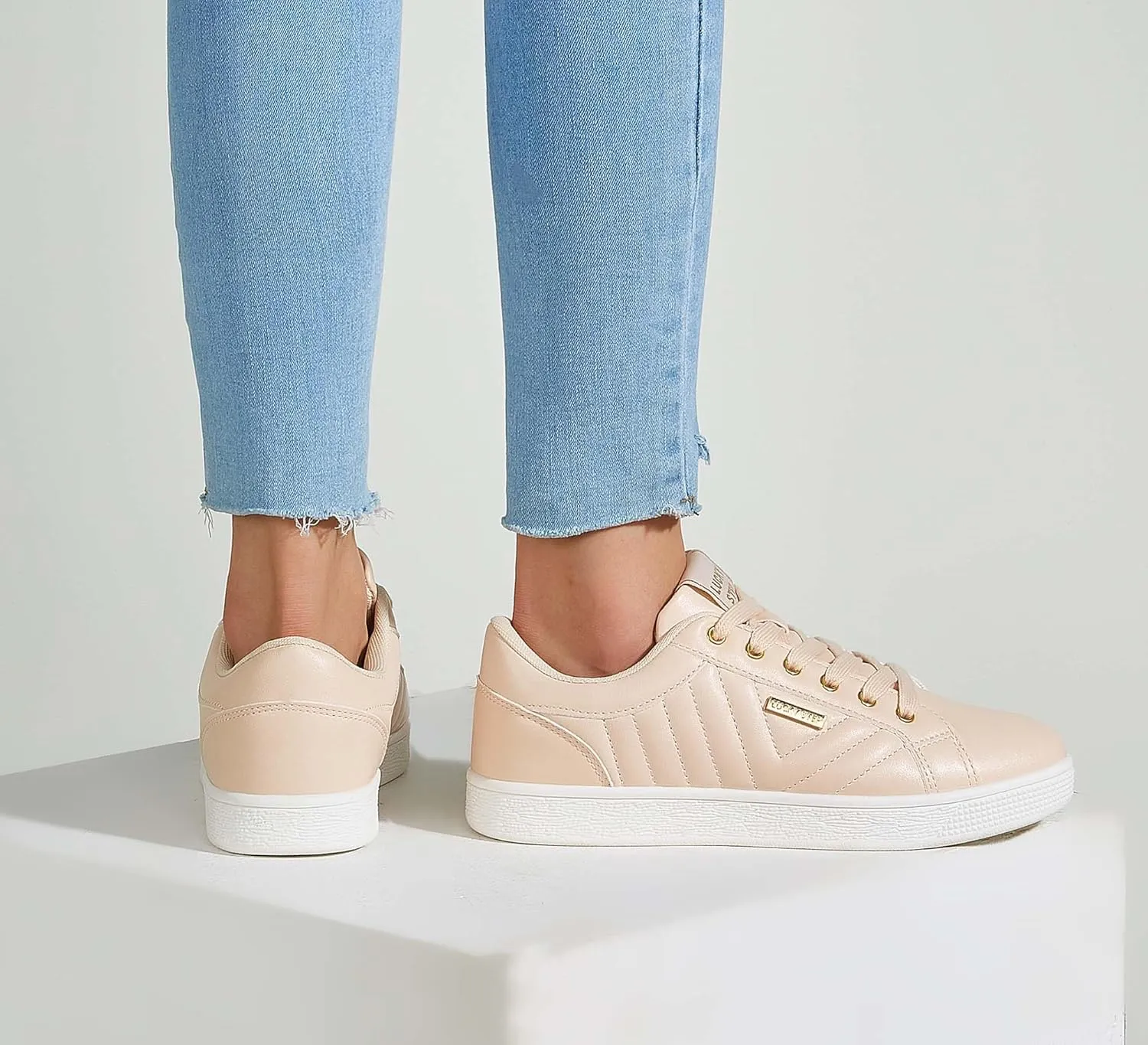 LUCKY STEP Glitter Sneakers Lace up | Fashion Sneakers | Sparkly Shoes for Women