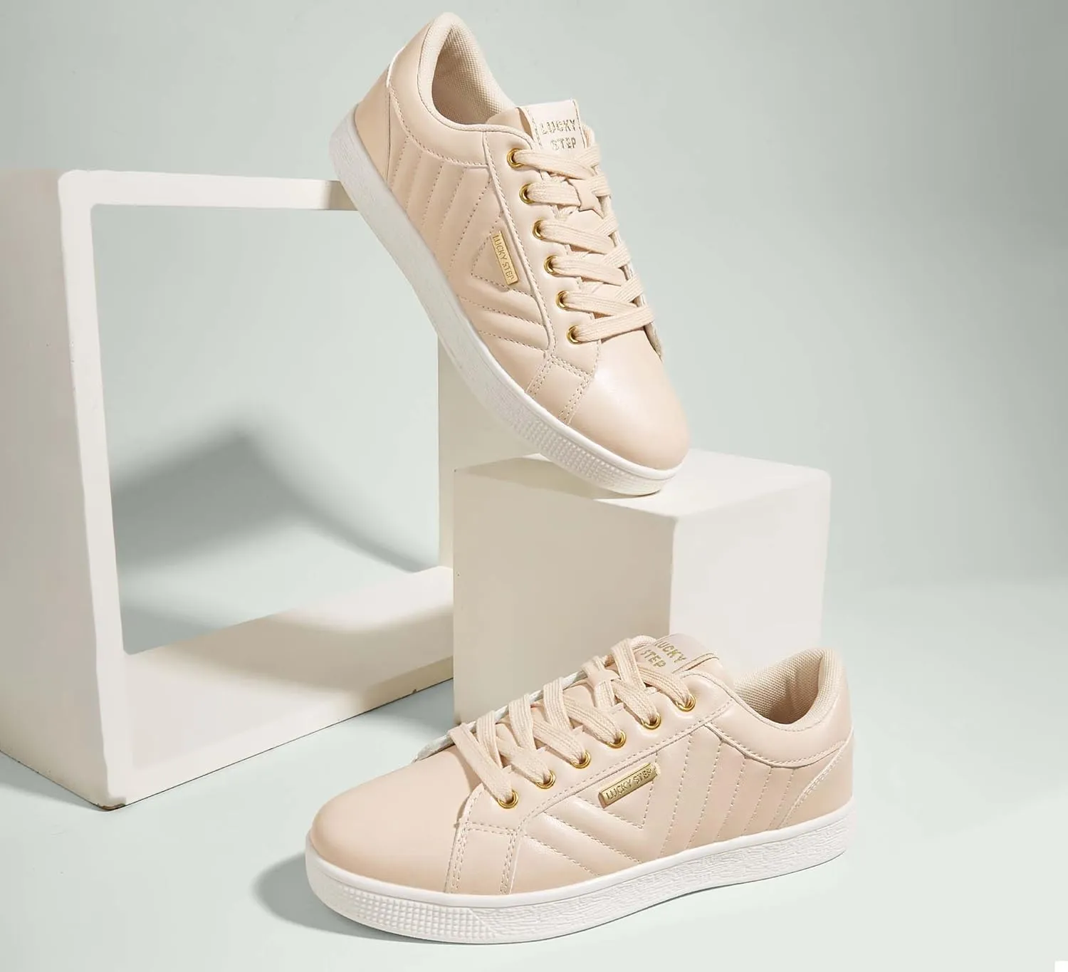LUCKY STEP Glitter Sneakers Lace up | Fashion Sneakers | Sparkly Shoes for Women